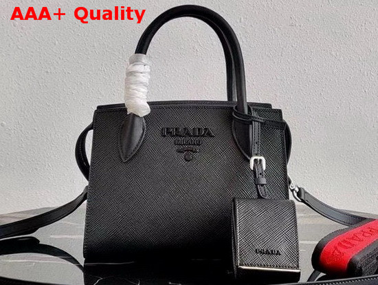 Prada Saffiano Leather Prada Monochrome Bag in Black Replica