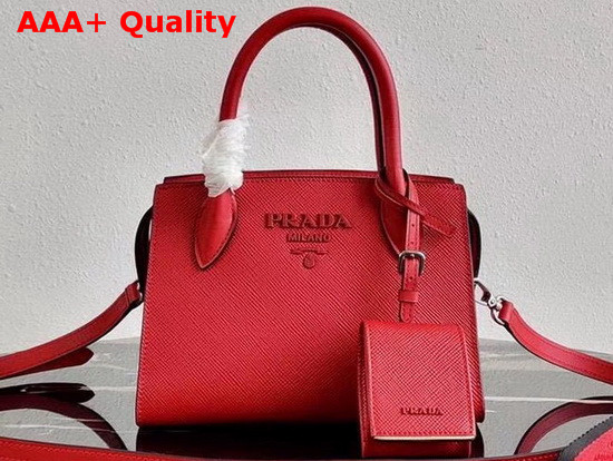 Prada Saffiano Leather Prada Monochrome Bag in Red Replica