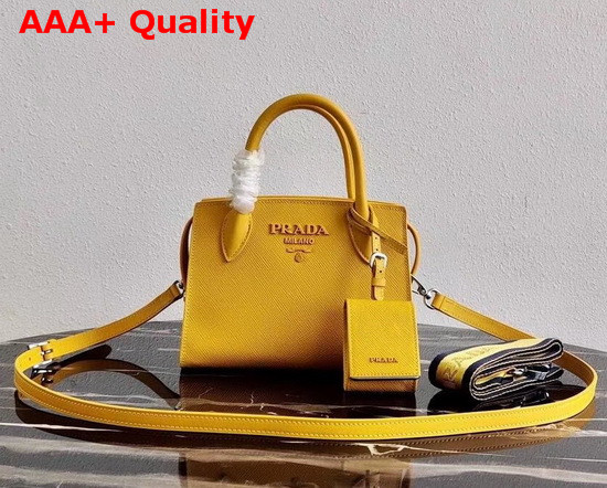 Prada Saffiano Leather Prada Monochrome Bag in Yellow Replica