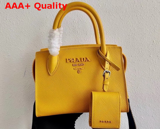 Prada Saffiano Leather Prada Monochrome Bag in Yellow Replica