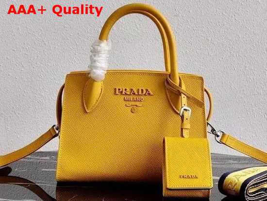 Prada Saffiano Leather Prada Monochrome Bag in Yellow Replica