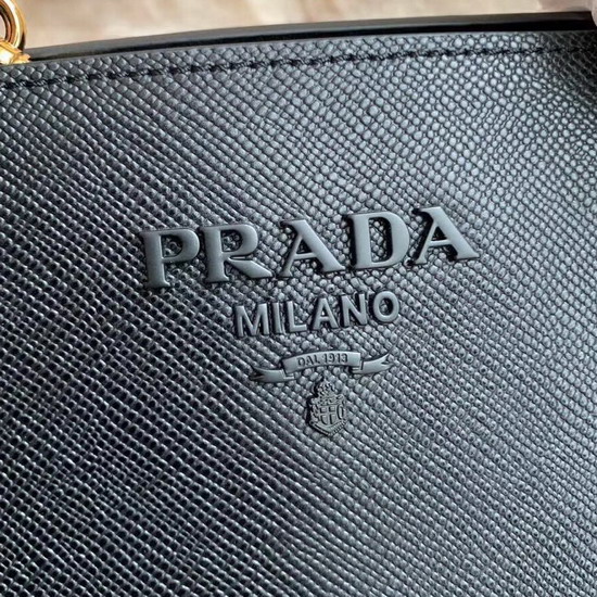 Prada Saffiano Leather Small Tote in Black