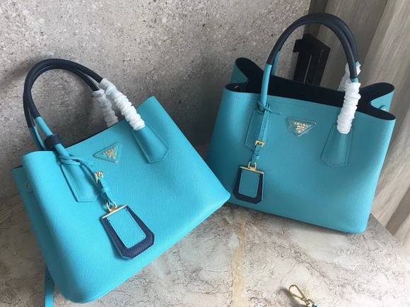 Prada Saffiano Leather Tote Baby Blue