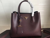 Prada Saffiano Leather Tote Bag in Burgundy