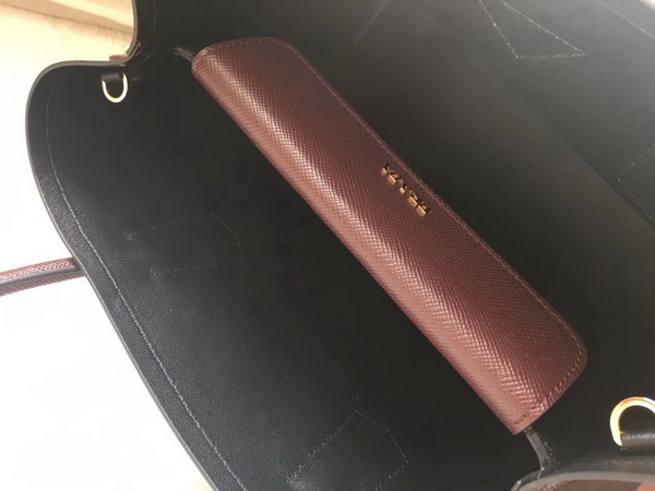 Prada Saffiano Leather Tote Bag in Burgundy