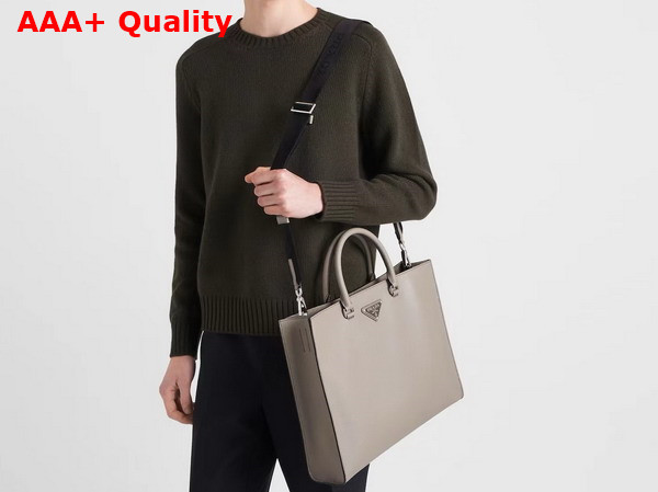 Prada Saffiano Leather Tote Bag in Clay Grey 2VG101 Replica