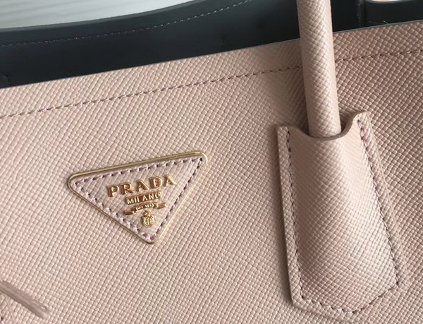 Prada Saffiano Leather Tote Bag in Light Pink with Grey Interior