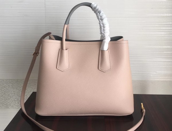 Prada Saffiano Leather Tote Bag in Light Pink with Grey Interior