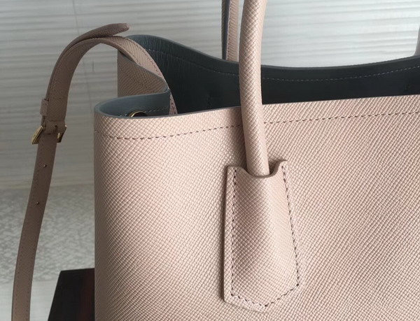 Prada Saffiano Leather Tote Bag in Light Pink with Grey Interior