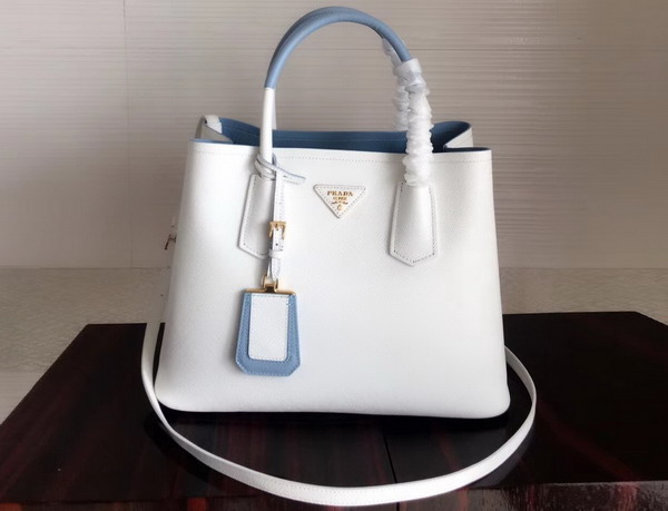 Prada Saffiano Leather Tote Bag in White