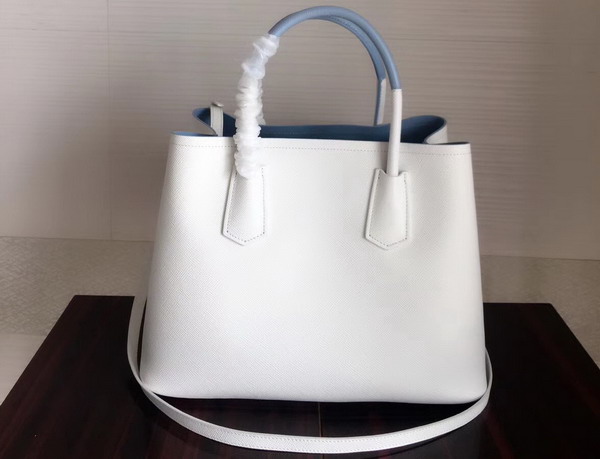 Prada Saffiano Leather Tote Bag in White