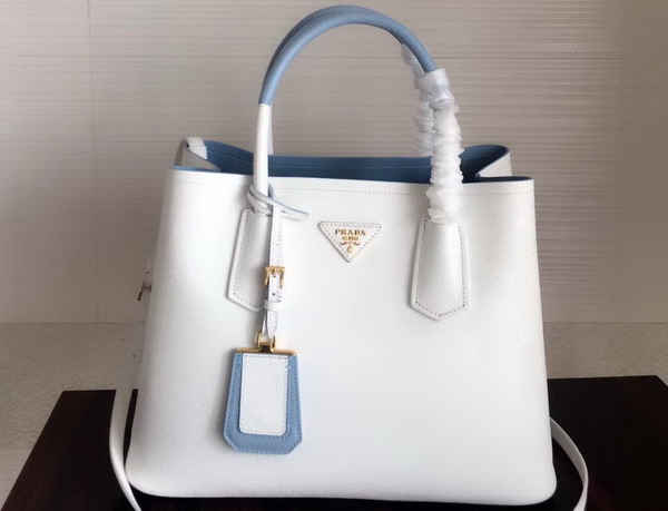 Prada Saffiano Leather Tote Bag in White