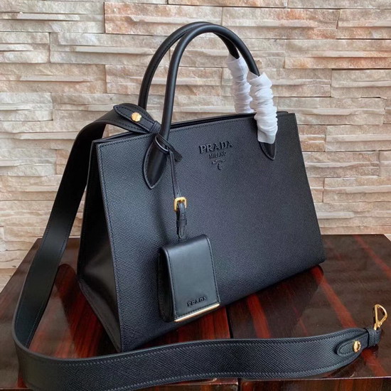 Prada Saffiano Leather Tote in Black