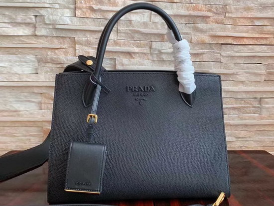 Prada Saffiano Leather Tote in Black