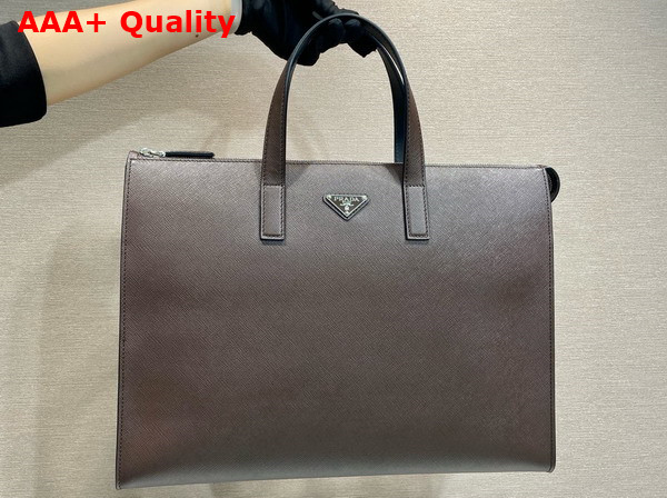 Prada Saffiano Leather Tote in Coffee 2VG039 Replica