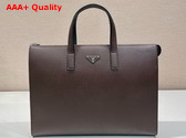 Prada Saffiano Leather Tote in Coffee 2VG039 Replica