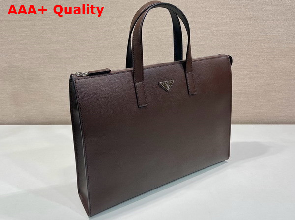 Prada Saffiano Leather Tote in Coffee 2VG039 Replica