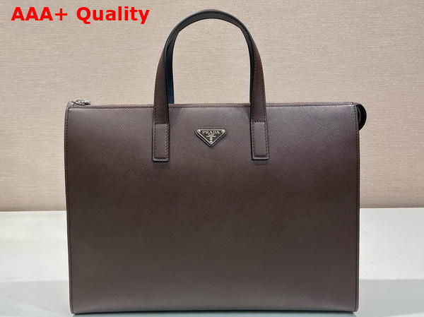 Prada Saffiano Leather Tote in Coffee 2VG039 Replica