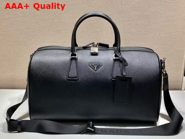 Prada Saffiano Leather Travel Bag in Black 2VC018 Replica