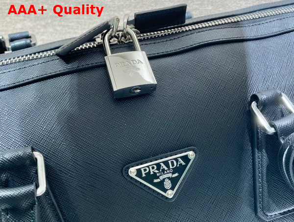 Prada Saffiano Leather Travel Bag in Black 2VC018 Replica