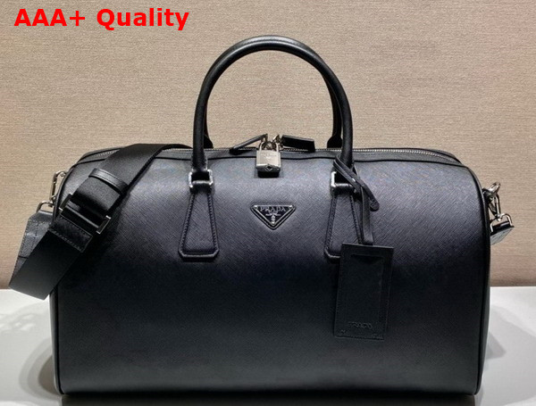 Prada Saffiano Leather Travel Bag in Black 2VC018 Replica