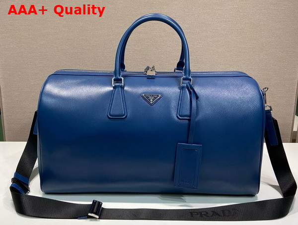 Prada Saffiano Leather Travel Bag in Blue 2VC018 Replica