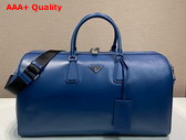 Prada Saffiano Leather Travel Bag in Blue 2VC018 Replica