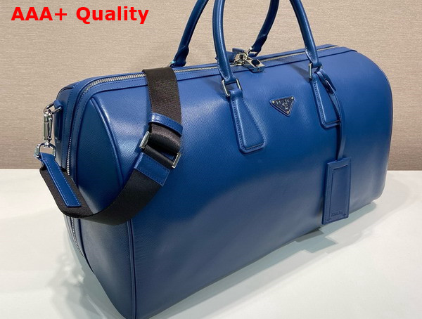 Prada Saffiano Leather Travel Bag in Blue 2VC018 Replica