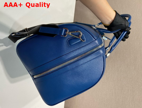 Prada Saffiano Leather Travel Bag in Blue 2VC018 Replica