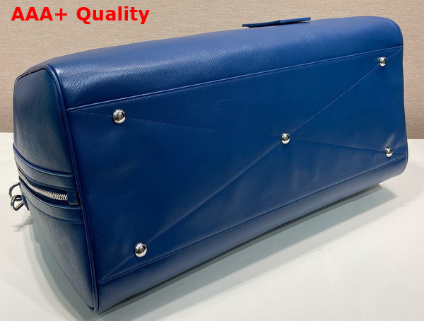 Prada Saffiano Leather Travel Bag in Blue 2VC018 Replica