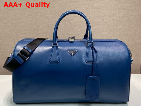 Prada Saffiano Leather Travel Bag in Blue 2VC018 Replica