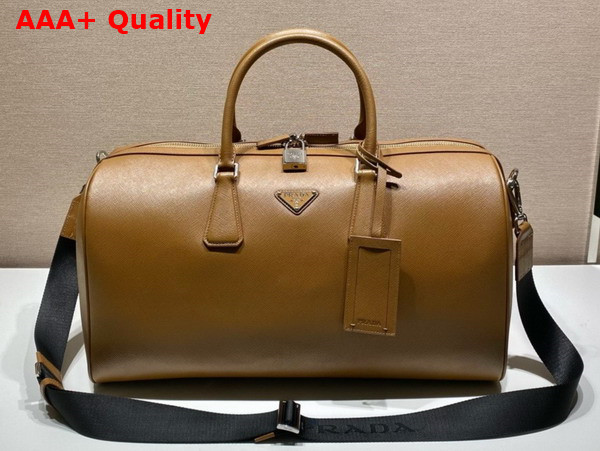 Prada Saffiano Leather Travel Bag in Caramel 2VC018 Replica