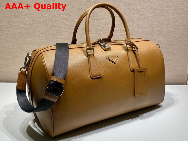 Prada Saffiano Leather Travel Bag in Caramel 2VC018 Replica