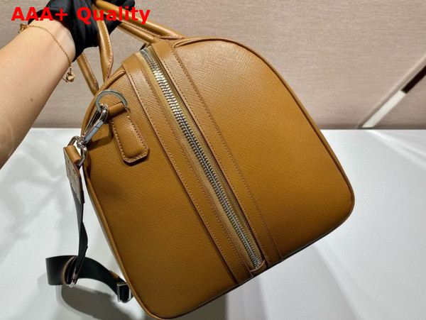 Prada Saffiano Leather Travel Bag in Caramel 2VC018 Replica