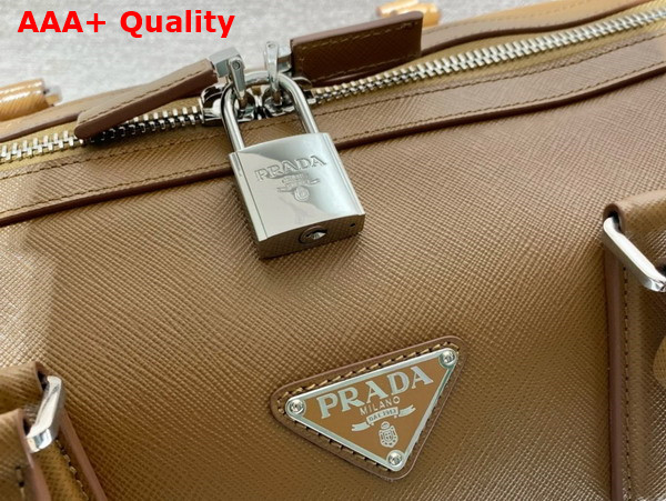 Prada Saffiano Leather Travel Bag in Caramel 2VC018 Replica