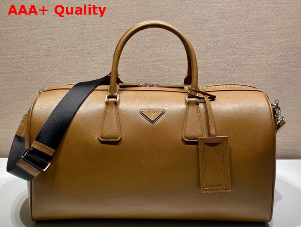 Prada Saffiano Leather Travel Bag in Caramel 2VC018 Replica