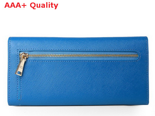 Prada Saffiano Leather Wallet With Leather Bow Blue Replica