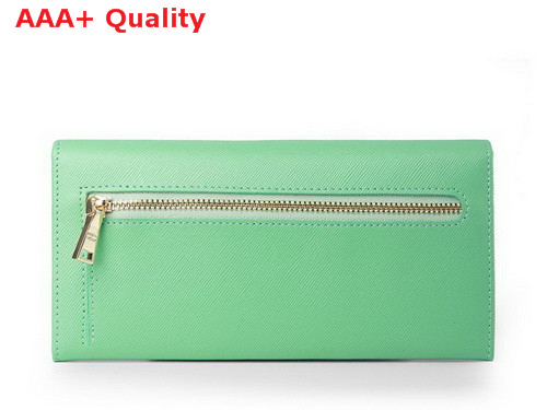 Prada Saffiano Leather Wallet With Leather Bow Green Replica