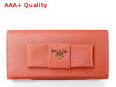 Prada Saffiano Leather Wallet With Leather Bow Orange Replica