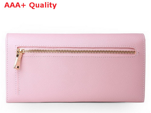 Prada Saffiano Leather Wallet With Leather Bow Pink Replica