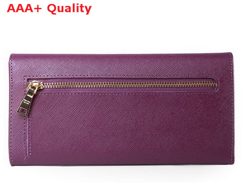 Prada Saffiano Leather Wallet With Leather Bow Purple Replica