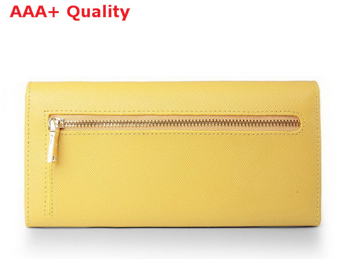 Prada Saffiano Leather Wallet With Leather Bow Yellow Replica