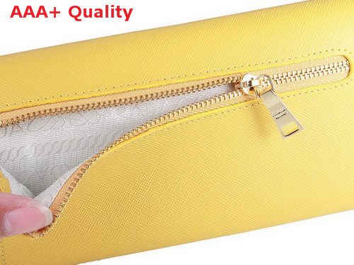 Prada Saffiano Leather Wallet With Leather Bow Yellow Replica