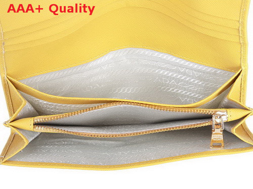 Prada Saffiano Leather Wallet With Leather Bow Yellow Replica