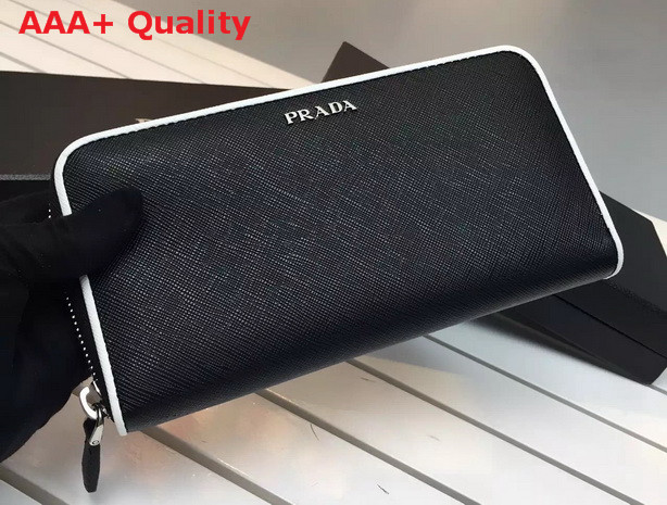 Prada Saffiano Leather Wallet With Piping Black Replica