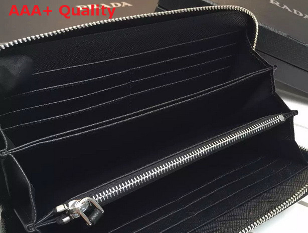 Prada Saffiano Leather Wallet With Piping Black Replica