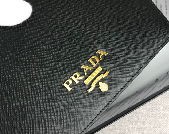 Prada Saffiano Leather Wallet on Chain Black Saffiano Leather