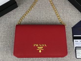 Prada Saffiano Leather Wallet on Chain Red Saffiano Leather