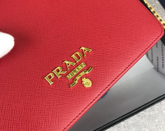 Prada Saffiano Leather Wallet on Chain Red Saffiano Leather