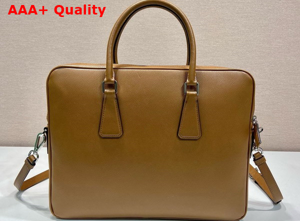 Prada Saffiano Leather Work Bag in Caramel 2VE368 Replica